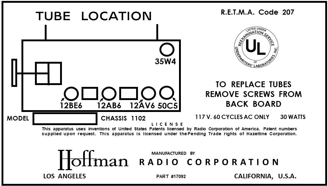 HOFFMAN-CHASSIS-1102 | Antique, Retro, Vintage Tube Radios & Bluetooth ...