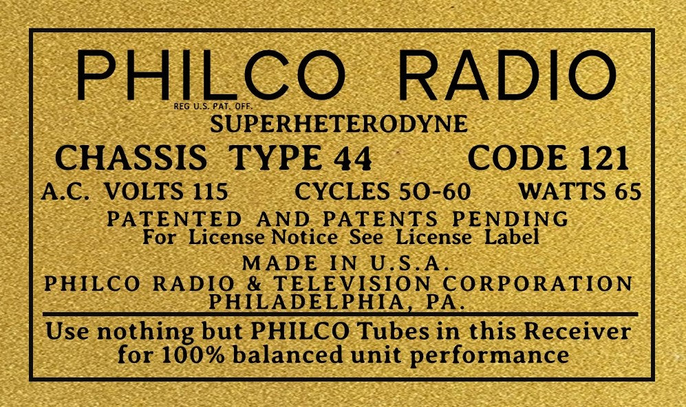 PHILCO-CHASSIS-TYPE-44 | Antique, Retro, Vintage Tube Radios ...