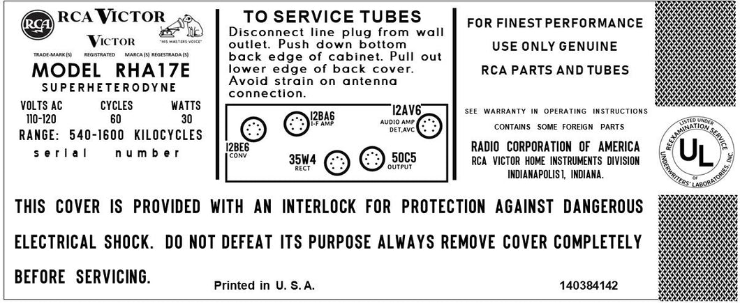 RCA-RHA17E